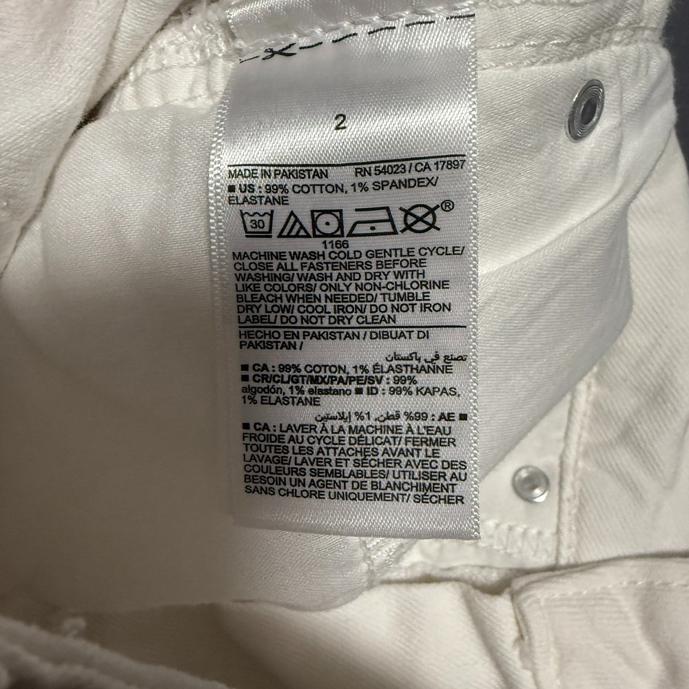 Old Navy Curvy OG Straight Jeans Womens Sz 2 White High Rise Raw Hem Y2K Coastal - Picture 10 of 11